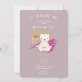 Invitación Lilac Burnished Boho Teddy Bear Baby Shower