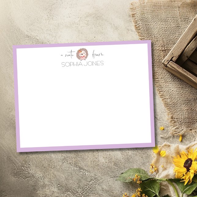 Invitación Lilac Chic Hedgehog Stationery Note Card (Subido por el creador)
