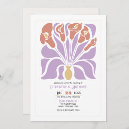 Invitación Lilac & Clay Rose Abstract Floral Boho Wedding
