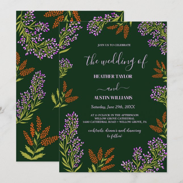 Invitación Lilac Colorful Wildflower Botanical Wedding  (Anverso / Reverso)