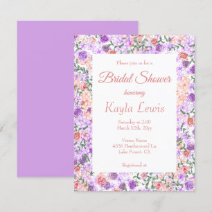Invitación Lilac colorida y ducha de novias con flores