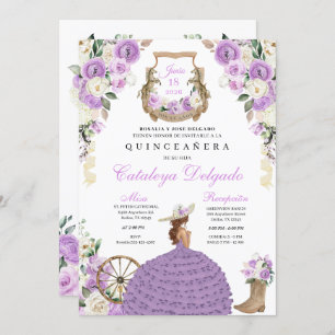 Invitación Lilac Cowgirl Princesa Occidental Quinceañera