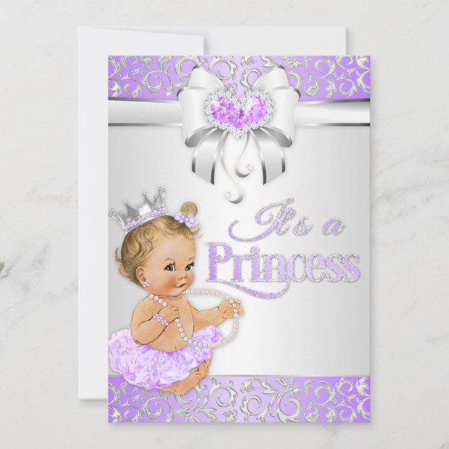Invitación Lilac de la princesa Lavender y reverencia de diam (Anverso)