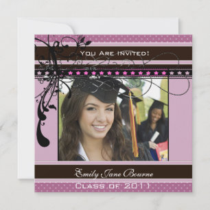 Invitación Lilac Dots & Swirls Senior Pictures Class of 2011