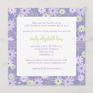 Invitación Lilac ~ Ducha de bebé jardín