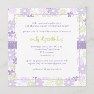Invitación Lilac ~ Ducha de bebé jardín