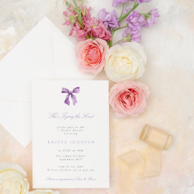 Invitación Lilac está atando la ducha de novias Knot Bow (Subido por el creador)