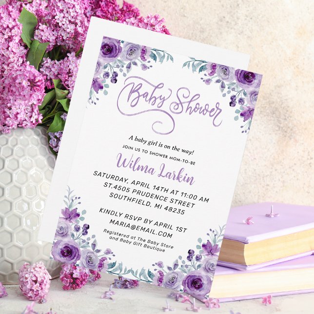 Invitación Lilac Floral Baby Shower (Subido por el creador)