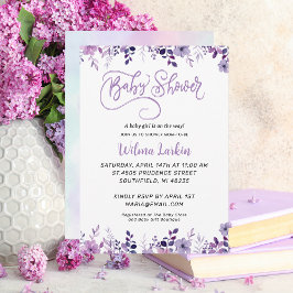 Invitación Lilac Floral Baby Shower