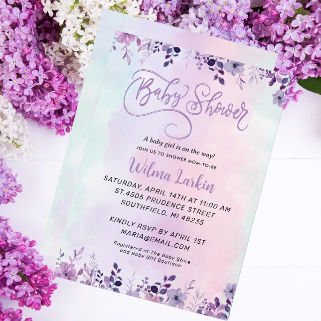 Invitación Lilac Floral Baby Shower (Subido por el creador)