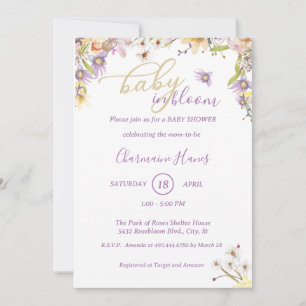 Invitación Lilac Floral Blooming Baby Shower