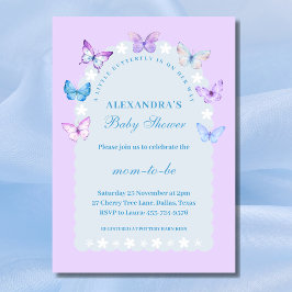 Invitación Lilac Floral Boho Un poco de Baby Shower mariposa