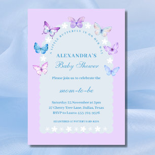 Invitación Lilac Floral Boho Un poco de Baby Shower mariposa