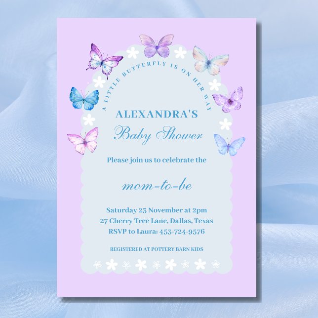 Invitación Lilac Floral Boho Un poco de Baby Shower mariposa (Subido por el creador)