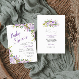 Invitación Lilac Floral Long Distance Baby Shower
