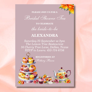 Invitación Lilac Floral Whimsical Tea Bridal Shower