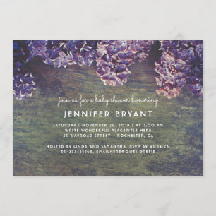 Invitación Lilac florece en Baby Shower de primavera de mader