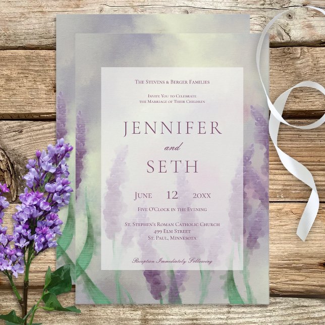 Invitación Lilac Flower Field Boho Boda moderno (Subido por el creador)
