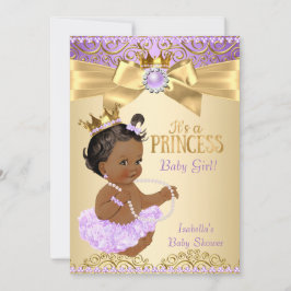 Invitación Lilac Gold Ballerina Princesa Baby Shower Étnica