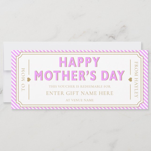 Invitación Lilac Happy Mother's Day Gift Voucher Card (Anverso)