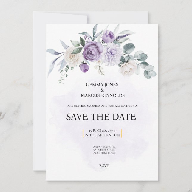 Invitación Lilac Infusion Save the Date Wedding Invitation (Anverso)