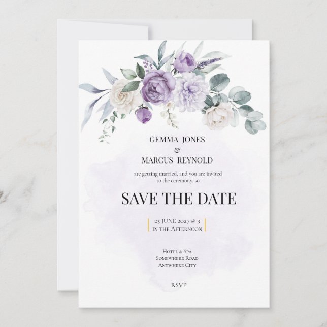 Invitación Lilac Infusion Save the Date Wedding Stationery (Anverso)