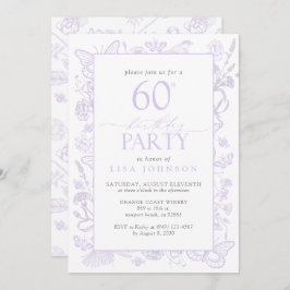 Invitación Lilac Lavender 60 cumpleaños Fiesta de Flores Eleg