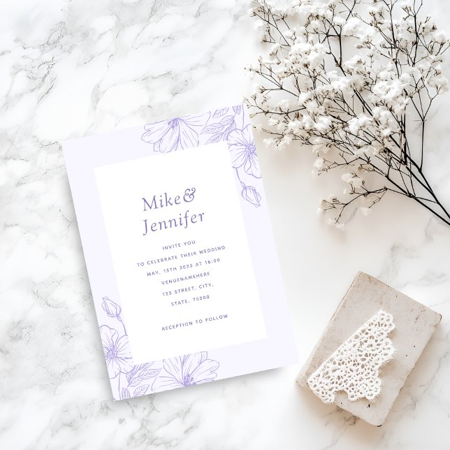 Invitación Lilac Lavender Dibujo Código QR Botánico Floral (Subido por el creador)