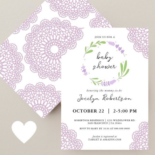 Invitación Lilac Lavender Greenery Género Neutral Baby Shower (Subido por el creador)