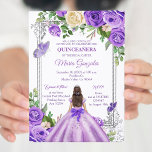 Invitación Lilac lavender morado Quinceanera Mariposa<br><div class="desc">Lilac lavender plata púrpura Quinceanera Butterfly Invitation Mis Quince Anos,  15º cumpleaños, </div>