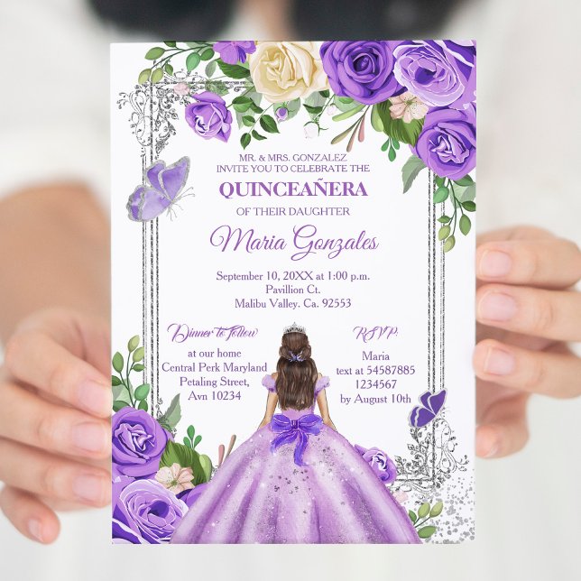 Invitación Lilac lavender morado Quinceanera Mariposa (Subido por el creador)