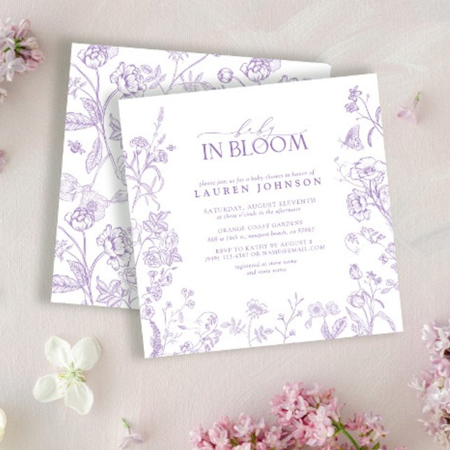 Invitación Lilac Lavender Victorian Bebé Floral En Bloom (Subido por el creador)