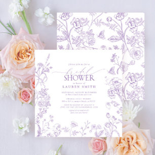 Invitación Lilac Lavender Victorian Floral Bridal Shower