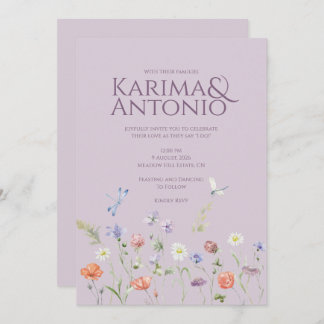 Invitación Lilac Lavender Whimsy Wildflower