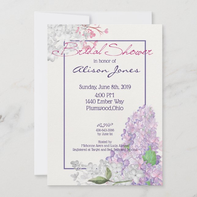 Invitación Lilac Loveliness Bridal Shower (Anverso)
