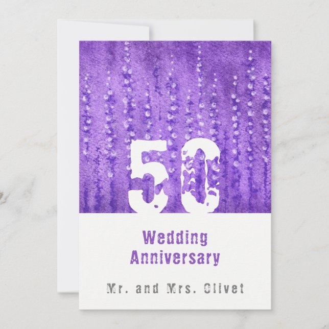 Invitación Lilac Lupines 50 Aniversario Boda (Anverso)