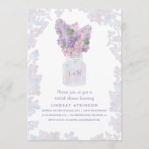 Invitación Lilac Mason Jar  Ducha nupcial floral acuática