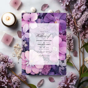 Invitación Lilac, Mauve y Boda floral plateado