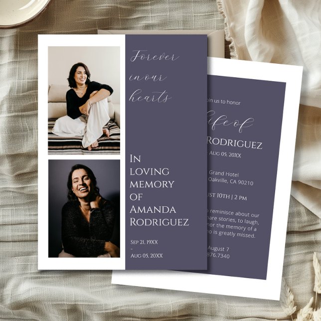 Invitación Lilac moderno en memoria amorosa foto funeral (Subido por el creador)
