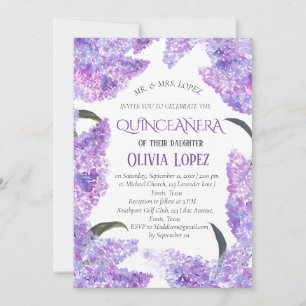 Invitación Lilac moderno Quinceañera Lavanda púrpura Cumpleañ