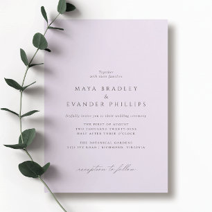 Invitación Lilac morado claro   Elegante Boda de Lavanda