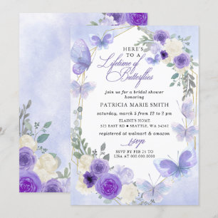 Invitación Lilac morado por vida de mariposas ducha de novias