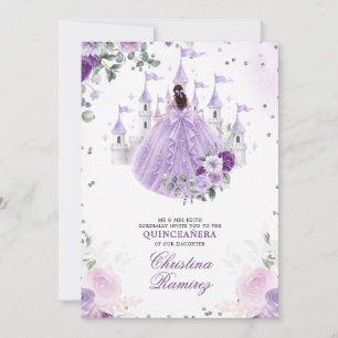 Invitación Lilac Morado Princesa Castillo de Cuento de Hadas 