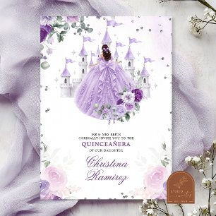 Invitación Lilac Morado Princesa Castillo de Cuento de Hadas 
