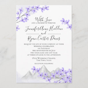 Invitación Lilac Mountain Purple Boda