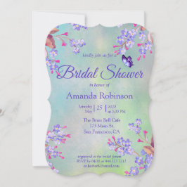 Invitación Lilac nomeolvides-no-Flor ducha de novia