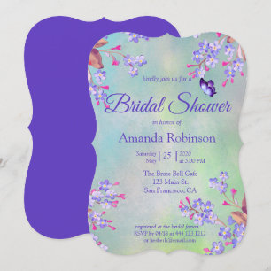 Invitación Lilac nomeolvides-no-Flor ducha de novia