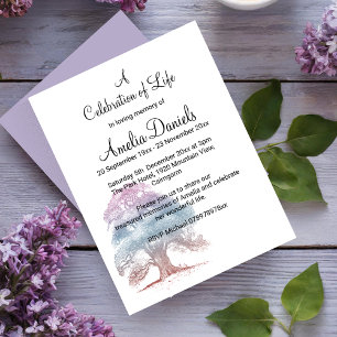 Invitación Lilac Oak Tree Celebración de la carta de vida