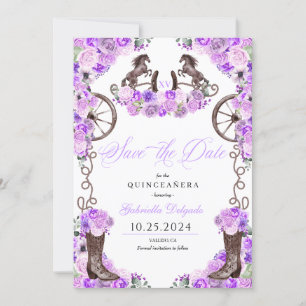 Invitación Lilac Occidental Charro Salvar La Fecha Quinceañer
