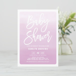 Invitación Lilac Ombre Moderno Caligrafía Baby Shower
